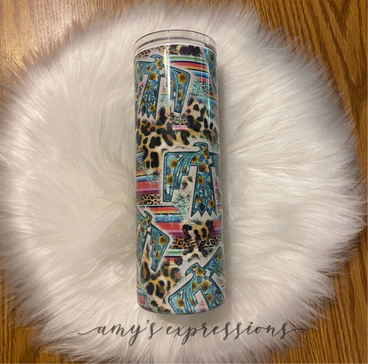 20 oz serape and leopard print tumbler